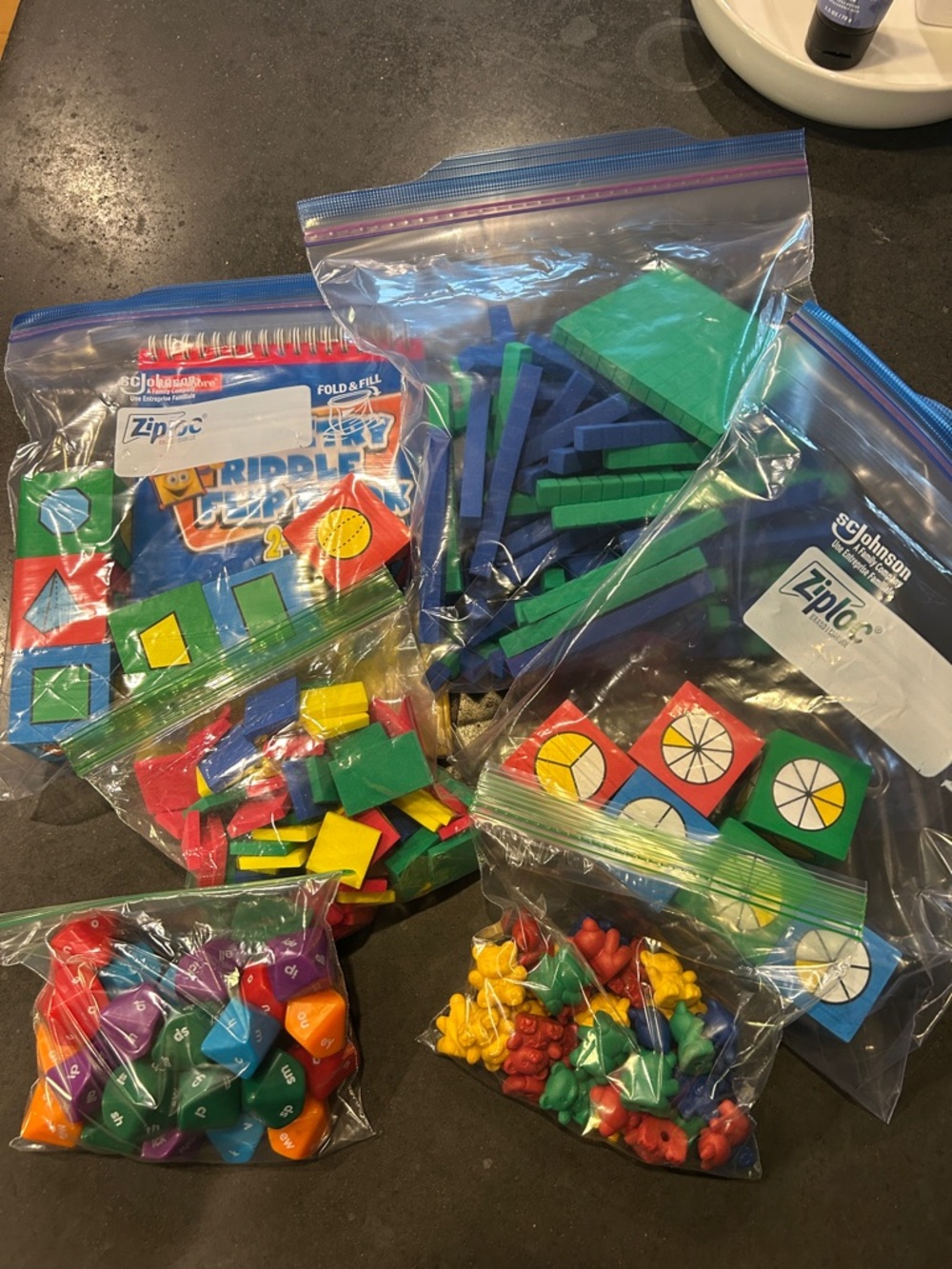 Educational Math Manipulative Set - Multicolor Counting & Fraction Pieces